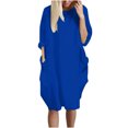 thumbnail image 2 of LSLJS Womens Pocket Loose Dress Ladies Neck Casual Long Tops Dress Plus Size, 2 of 4
