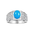 thumbnail image 1 of RYLOS Men's Rings Sterling Silver Designer Nugget Ring Oval 9X7MM Gemstone & Diamonds  Turquoise December Birthstone Rings For Man Size 10, 1 of 7
