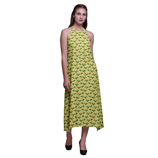 Bimba Robe de Plage Longue Dos Nu à Col Licou Imprimée pour Femmes Rayondress-X-Grand