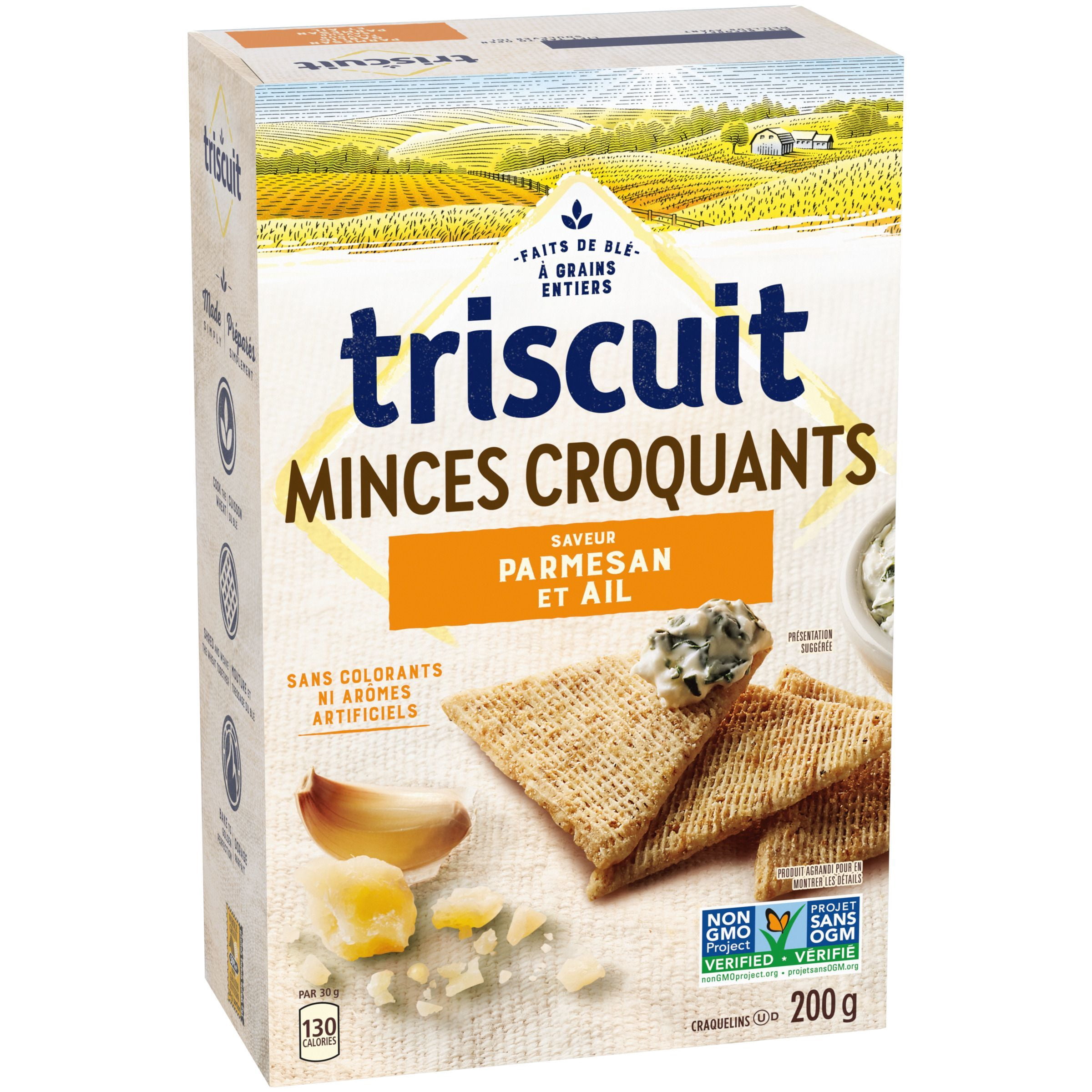 TRISCUIT minces et croquants, à saveur de parmesan et ail craquelins