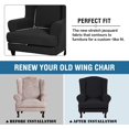 thumbnail image 4 of Stretch Wing Chair Cover Jacquard Spandex Stretch Slipcovers for Wingback Chairs, Slip Resistant Stylish Wingback Chair Cover 2 Piece with Elastic Bottom, Machine Washable - Black, 4 of 7
