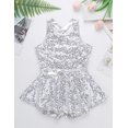 thumbnail image 3 of Hansber Robe de Danse Jazz Latine pour Filles Sequins Dos Ouvert Justaucorps de Ballet Performance de Scène Blanc 6, 3 of 6