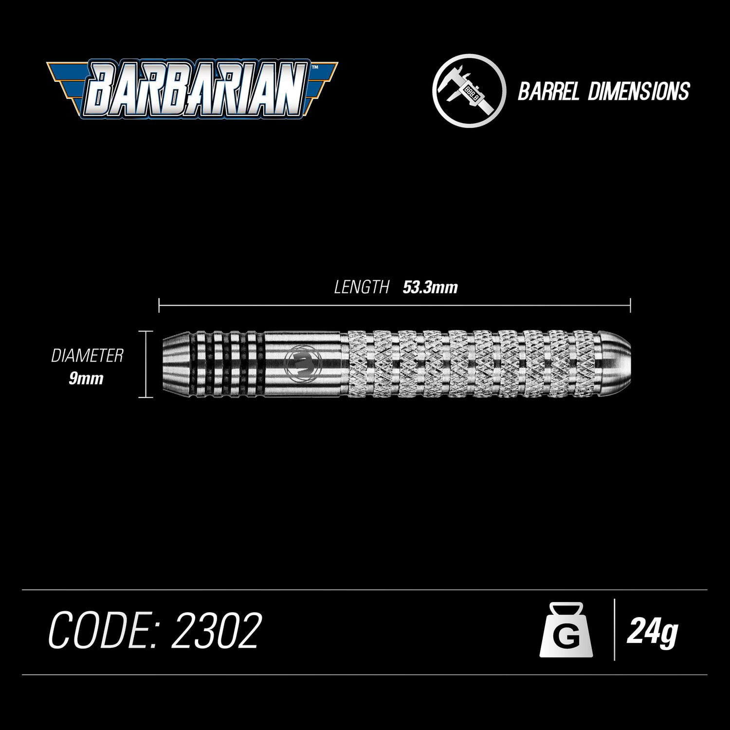 Winmau Barbarian Inox Steel Darts, 24 Grams, Steel Tip Set with Prism Force Shafts and Prism Alpha Flights