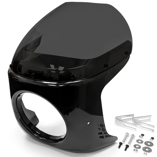 Krator Moto Écran de Phare 7 Pouces Noir & Fumée Compatible avec Honda SL 350 (Modification Peut-tre Requise)