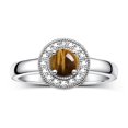 thumbnail image 4 of RYLOS Halo Designer Matching Set Sterling Silver: Ring, Earring & Pendant Necklace. Gemstone & Diamonds, 4MM Tiger Eye November Birthstone; Size 5, 4 of 9
