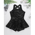 thumbnail image 3 of Hansber Robe de Danse Jazz Latine pour Filles Sequins Dos Ouvert Justaucorps de Ballet Performance de Scène Noir 16, 3 of 6
