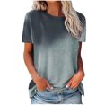 thumbnail image 1 of FAIWAD Tunique à Manches Courtes pour Femmes Col Rond Dégradé Basique T-Shirts Amples Blouse Légère Décontractée, 1 of 6