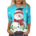 thumbnail image 2 of Jienlioq Hauts Grande Taille pour Femmes Mode T-Shirt Décontracté de Noël pour Femmes à Imprimé Col Rond Manches 3/4 Haut Blouse Rabais, 2 of 5