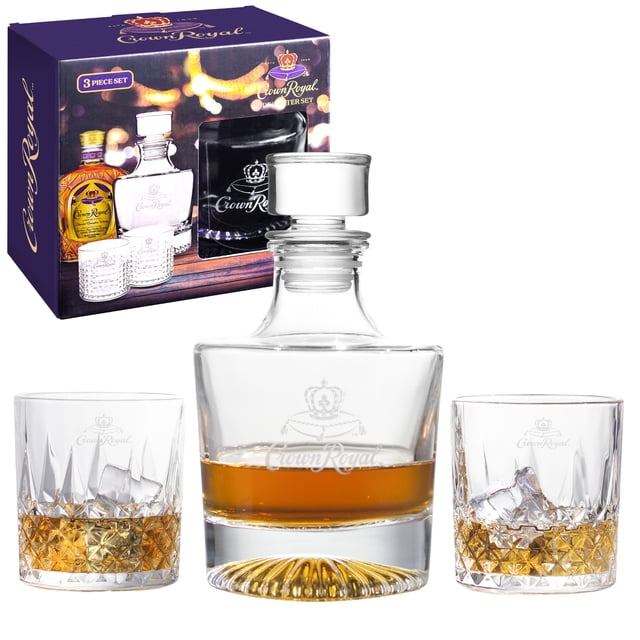 Ensemble de Carafe à Whisky Crown Royal, 750 mL, avec 2 Verres à Boire