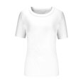 thumbnail image 4 of AherBiu Womens Tops Summer Ribbed Knitted Stretchy Slim Tight Tops Solid Color Short Sleeve Tshirts, 4 of 4