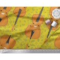 thumbnail image 3 of Soimoi Yellow Silk Fabric Notes & Violin Musical Instrument Print Fabric by the Yard 42 Inch Wide, 3 of 3