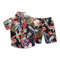 thumbnail image 1 of MIASHUI Toddler Boys Short Sets Tropical Print Button Down Shirt Outfits Boy Clothes,Black,3-4 Years, 1 of 3