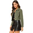 thumbnail image 1 of INSPIRE CHIC Veste en Denim Courte à Manches Longues Boutonnée pour Femme, 1 of 6