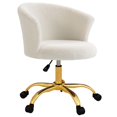 thumbnail image 1 of Armless Office Chair with Plush Teddy Fleece, Gold Swivel Task Chair with Adjustable Height, Mid Back Computer Desk Chair for Study, Vanity, Home Office, 22.8"W x 22"D x 29.9"H, 1 of 7