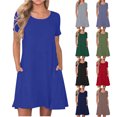 thumbnail image 1 of Meichang Robe T-Shirt pour Femmes avec Poches Décontractée à Manches Courtes Mini Robes d'Été Coupe Ample Col Rond Courte Robe T-Shirt de Plage, 1 of 6
