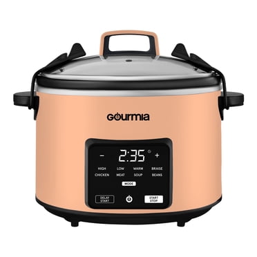Gourmia 4.5 QT Programmable Slow Cooker, 5 Presets, Keep Warm, Peach