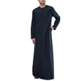thumbnail image 2 of PEZHADA Ensemble de Robe Musulmane pour Homme Robe Arabe Mi-Longue à Manches Longues Col Montant Fermeture Éclair Robe Décontractée Bleu Marine, 2 of 4