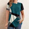 thumbnail image 2 of Diufon Hauts pour Femmes Grande Taille Printemps Été Manches Courtes Col Rond Chandails à Enfiler Chemises Décontractées Imprimées Blouses Amples, 2 of 6
