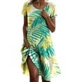 thumbnail image 1 of JIRNDf Robes de Printemps pour Femmes 2025 Tendance à Imprimé Floral Col Rond Vacances Basique Confortable Stylée Féminine Robes d'Été pour Femmes Plage Boho Robe Vert TG, 1 of 4