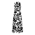 thumbnail image 5 of Pisexur Robe Longue Sans Manches à Col en V pour Femme, Robe d'Été Fluide à Volants et Taille Élastique, Robe de Bal Tendance à Imprimé Floral, Robe Longue Décontractée et Ample, Robe Portefeuille Confortable et Fluide Idéale pour les Vacances à la Plage, 5 of 5