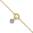 thumbnail image 1 of 14k Two Tone Gold Circle Heart 9 Inch Plus 1 Anklet Ankle Bracelet Love Puffed, 1 of 11