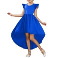 thumbnail image 1 of Robe pour Filles Enfants Enfant Filles Été Manches Charleston Asymétrique Robe Formelle Jupe Volantée Couleur Unie Robe Évasée Robe Bébé BU2 7 Ans-8 Ans, 1 of 4