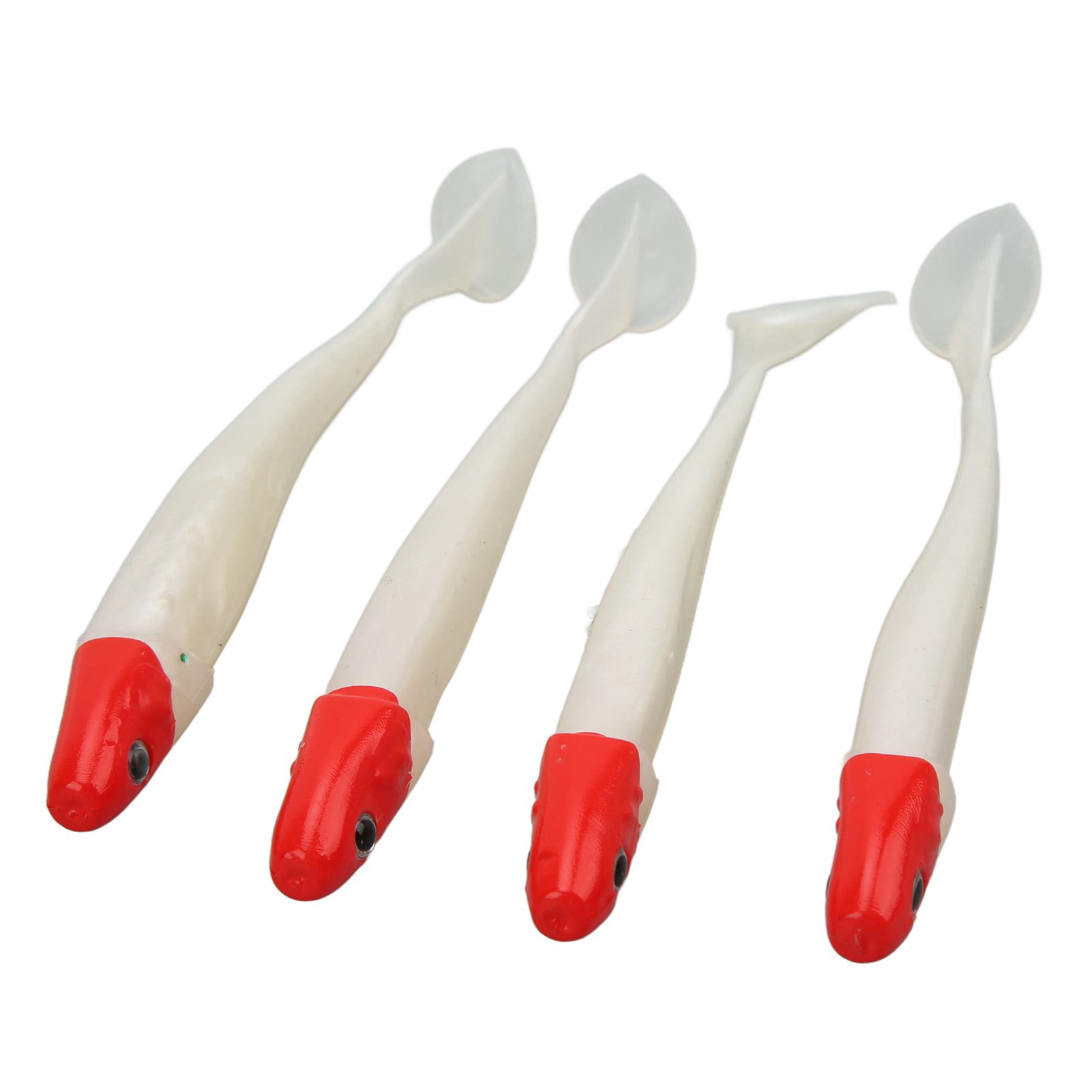 Fishing Soft Lures, T Tail Fishing Lures 4 PCS  Balance Light  For River Red Head White Body,Orange