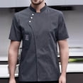 thumbnail image 2 of Chef Jacket Short Sleeve Cooking Clothes Restaurant Kitchen Hotel Simple Chef Coat for Restaurant Gray 4XL, 2 of 8