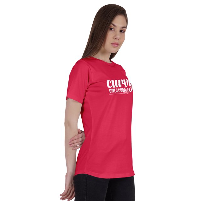 Inkmeso Womens Quote Top Curvy Girls Cuddle Better Graphic Print Tee T-Shirt