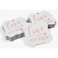 thumbnail image 4 of Inkdotpot Pack Of 100 Real Rose Gold Foil Bracket Shape Paper Tags Love Is Sweet Wedding Favor Hang Tags, 4 of 6