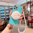 thumbnail image 2 of iPhone 12 Pro Heavy Duty Case Wrist Chain Bracelet Luxury Flower Style Cover - Blue, 2 of 5