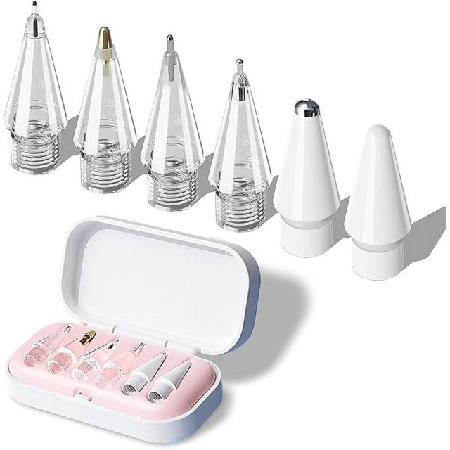 LinQingQ Replacement Tips for Apple Pencil Pro (1st/2nd Gen & USB-C), Upgraded iPad Pen Tips with Carrying Case, Precise Stylus Accessories - 6 Pack, Pink