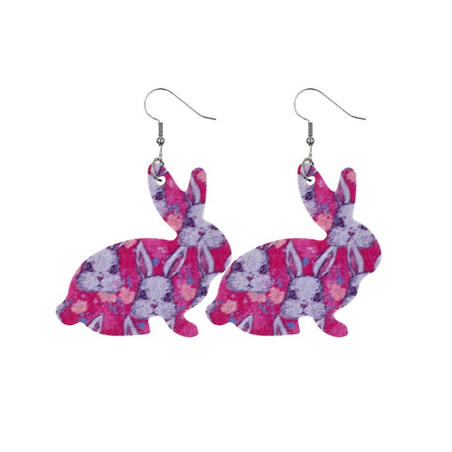 Creative Easter Leather Earrings Colorful Eggs Party Rabbit Happy Easter Day Decor Bunny Ester Parti Girls Gifts, Style 13