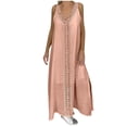 thumbnail image 2 of Fankiway Robe Longue Maxi pour Femmes Grande Taille à Col en V Sans Manches de Plage Ample en Dentelle Patchwork Robe Maxi Robes d'Été de Plage pour Femmes Grande Taille Robes pour Femmes, 2 of 7