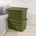 thumbnail image 4 of Sterilite 114 Liter Tote, Large Plastic Storage Bin with Snap-on Lid, Stackable, Green, 4 of 6
