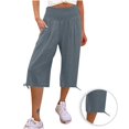 thumbnail image 1 of Simua Pantalon Capri pour Femmes Été Ample à Jambe Grand avec Poches, 1 of 5