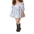 thumbnail image 2 of Robe Babydoll à Manches Bouffantes pour Femmes, Encolure Carrée, Taille Haute, Volants, Robe de Princesse, Robe Fluide pour Bal et Fête, Mini-Robe, 2 of 6
