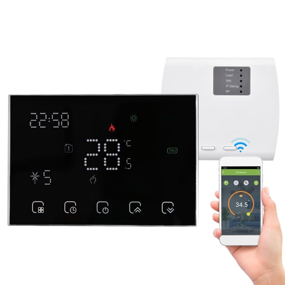 Smart Programmable Smart Digital Thermostat Room Temperature Controller with LED Touchscreen WiFi Connection Replacement for Alexa Home Market Factory School Office Hotel