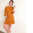 thumbnail image 3 of Jupe en Tricot Côtelé pour Femmes, Manches Lanterne, Col Rond, Robe Courte, Chandail-Over, Jupe Chandail avec Poches, Automne Hiver, Jupe du Bas, 3 of 4