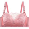 thumbnail image 4 of Virmaxy Womens Wireless Bra Oversized Gathered Comfortable Breathable Underwear (Plus Extended Buckle) Everyday Bra Embroidered Glossy Comfortable Breathable Bra Underwear No Rims Pink-1 34, 4 of 8