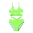 thumbnail image 1 of MIASHUI Girls 2 Piece Swimsuits Solid Spaghetti Strap Bikini Set Beach Bathing Suit,Green,7-8 Years, 1 of 6