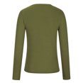 thumbnail image 3 of IROINID Chandails à Manches Longues Réduits pour Femmes Automne Extensible Ajusté Côtelé T-Shirt Blouse Uni Basique, Olive Vert, 3 of 5