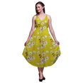thumbnail image 1 of Bimba Robe Midi d'Été Imprimée à Fleurs pour Femmes Col en V Tenue de Vacances - Grande Taille, 1 of 1