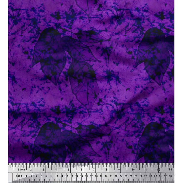 Soimoi Moss Georgette Fabric Leaves & Texture Printed Fabric 1 Yard 42 Inch Wide