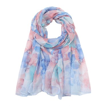 WTXUE Headbands for Women, Women Fashion Print Chiffon Square Head Scarf Lightweight Neck Scarves Hair Bandana Neckerchief, silk scarf, Hijab, Light Blue