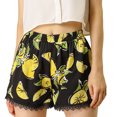 thumbnail image 1 of INSPIRE CHIC Women's Floral Printed Lace Trim Elastic Waist Shorts, 1 of 6
