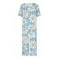 thumbnail image 4 of Offres des Fêtes Iumwxz Pyjamas Doux Tendance Ensembles Assortis Tenues de Voyage pour Femmes Imprimé Floral Col Rond Manches Courtes Taille Élastique Pantalon Court Ensembles 2 Pcs pour Femmes Rue, 4 of 4