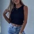 thumbnail image 2 of Timegard Womens Tank Tops Crewneck Ribbed Cropped Tops Sleeveless Casual Comfy Going out Tops Knit, 2 of 7