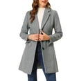 thumbnail image 1 of INSPIRE CHIC Women's Coat Solid Color Notched Lapel Single Breasted Winter Peacoat Light Grey S, 1 of 6