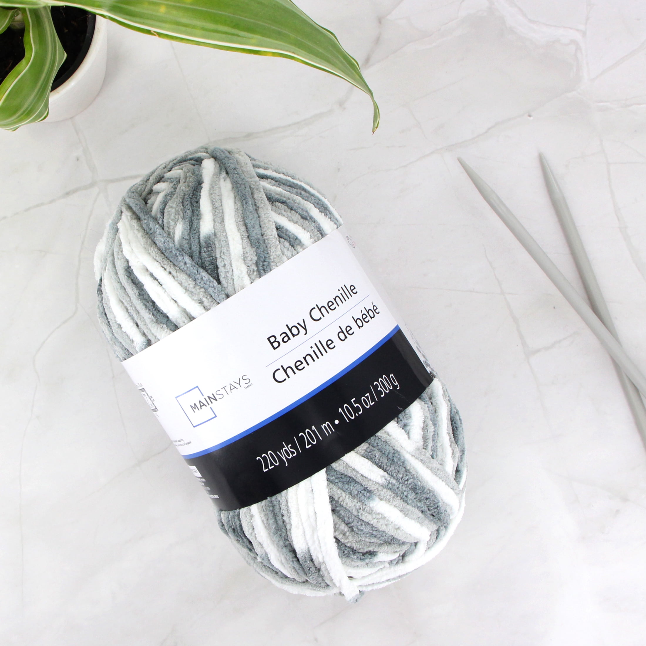 MAINSTAYS Baby Chenille, 201 m (220 yds), 300 g (10.5 oz), 100% Polyester, Baby, Shades of Grey